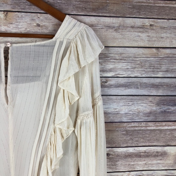 Anthropologie Maeve Wynn Metallic Stripe Boho Top - Picture 8 of 8